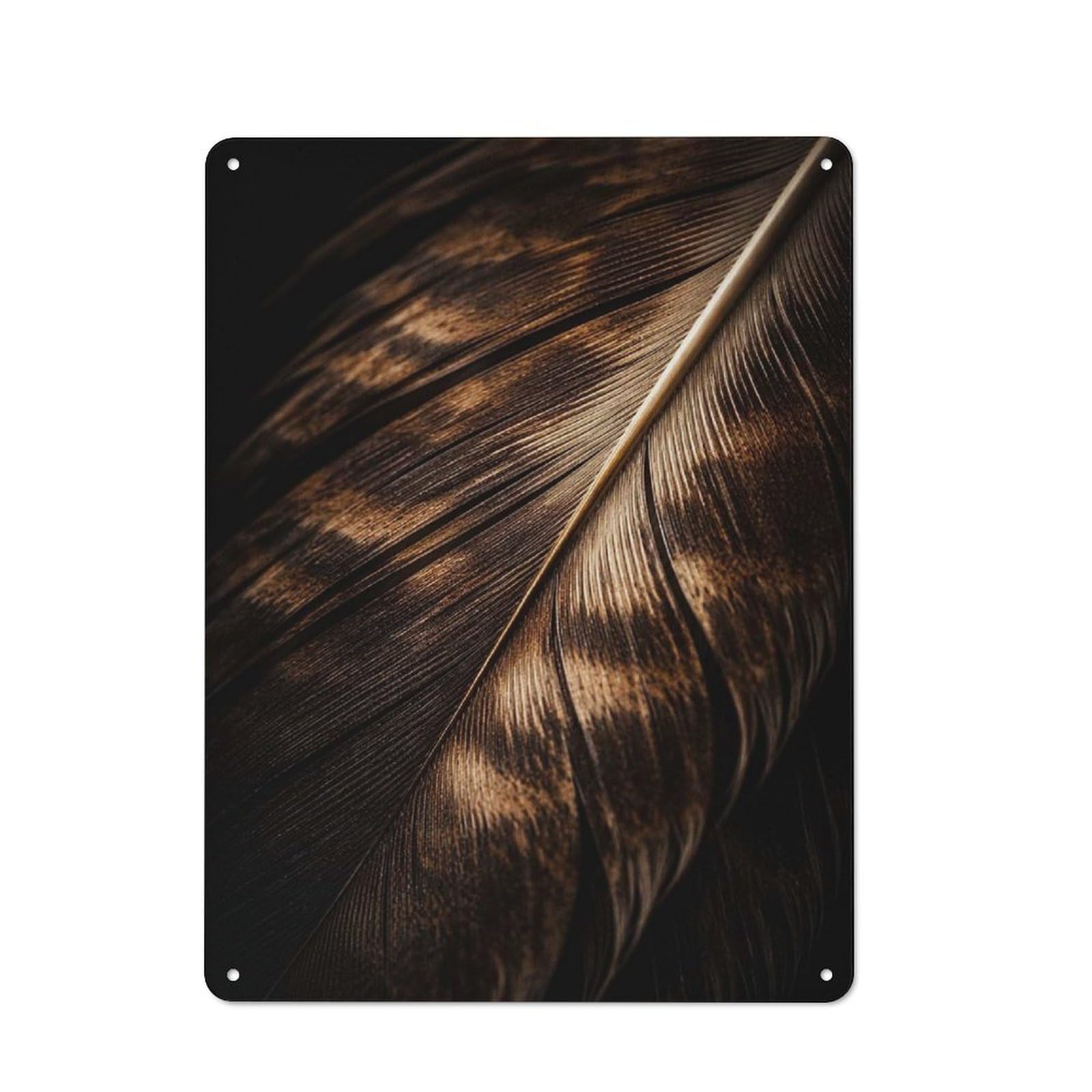 Rustic Tin Sign 40x30cm Featuring Close-up of A Feather for Garage Or Workshop, for Garage, Workshop And Man Cave Decoration