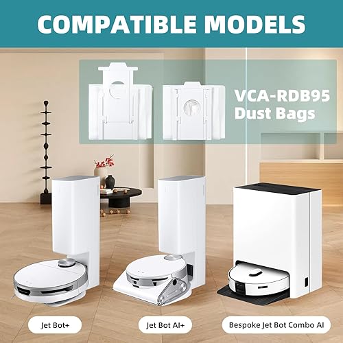 Miniatura 2 de Paquete de 8 bolsas de polvo VCA-RDB95 de repuesto para Samsung Jet Bot AI+  Jet Bot+  estación de limpieza al vacío Jet Bot Combo AI, bolsa de