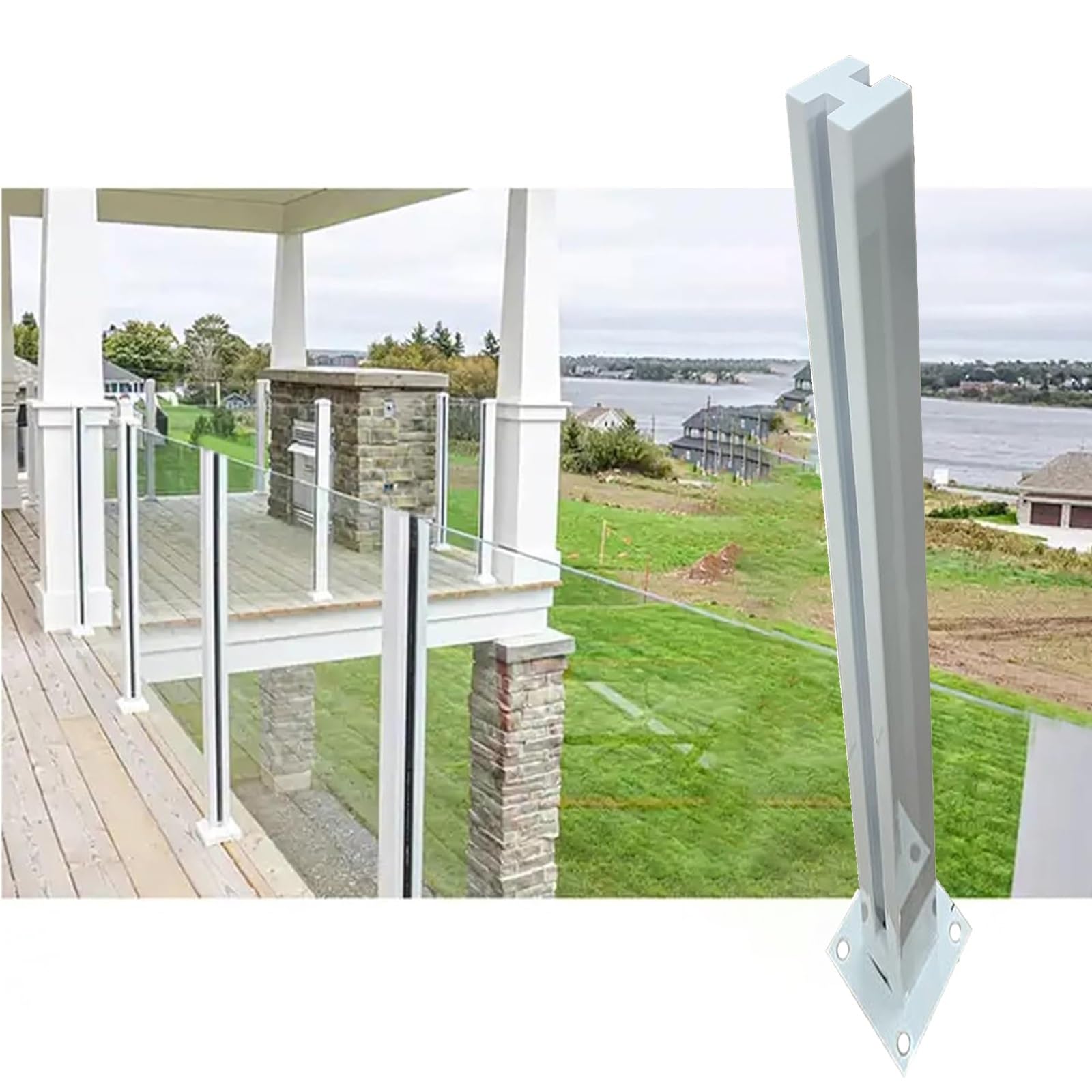 Poteau de balustrade coupe-vent pour terrasse et escalier en inox