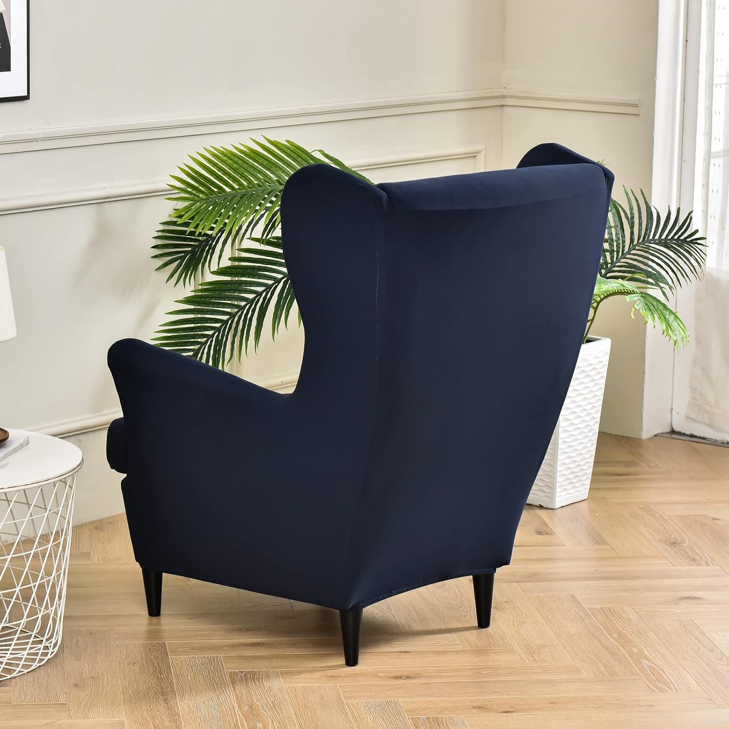 Wingback Chair Cover, Stretch Spandex Wing Chair Slipcovers 2 Piece, Wingback Armchair Sofa Slipcover Super Soft Fabric Furniture Protector with Elastic Bottom for Living Room Bedroom Hotel