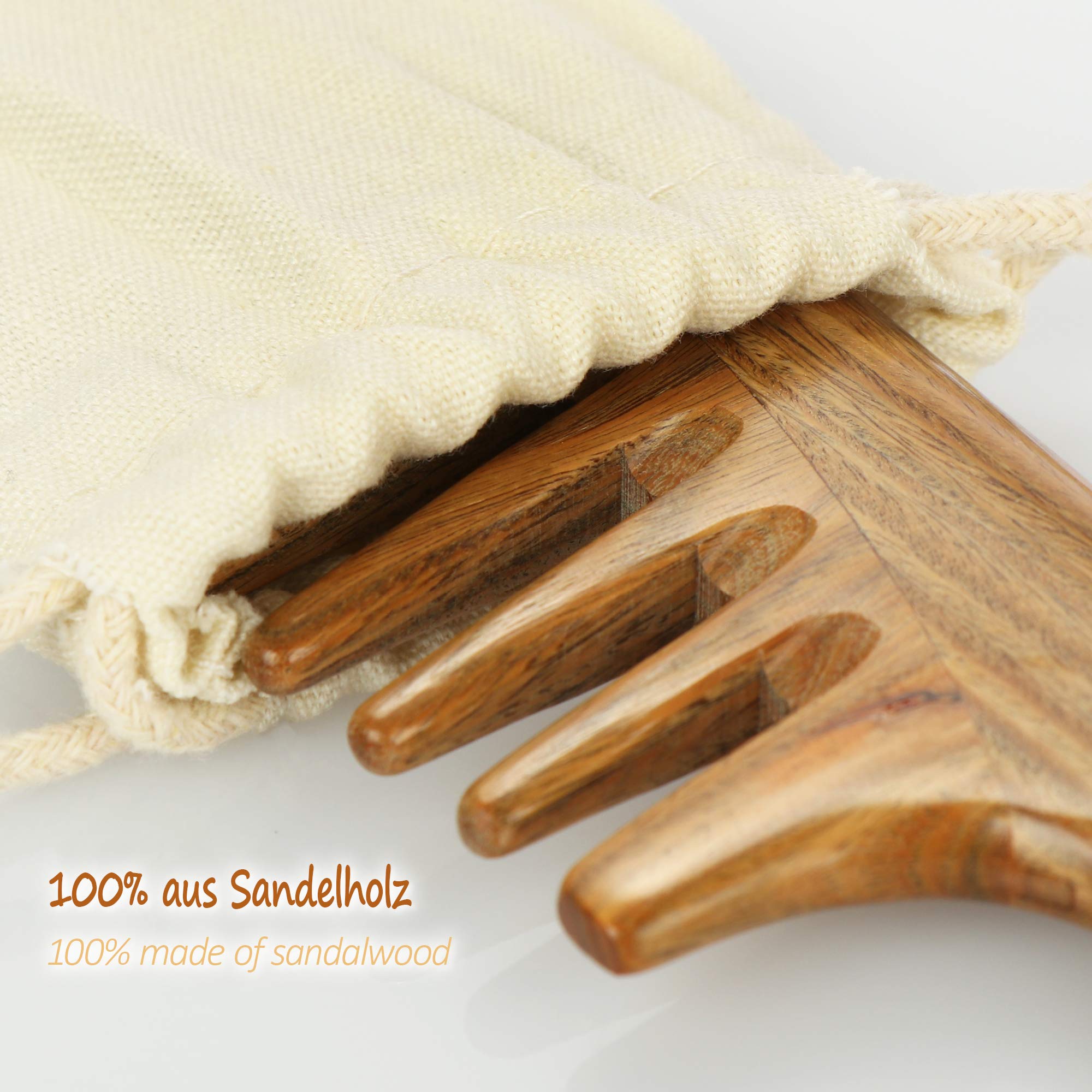 COM-FOUR® Premium grzebien do wlosów z drewna sandalowego, grzebien z grubymi zebami z drzewa sandalowego, grzebien drewniany z trwalego drewna z litego drewna, grzebien do ukladania wlosów do kazdego rodzaju wlosów (1-czesciowy grzebien)