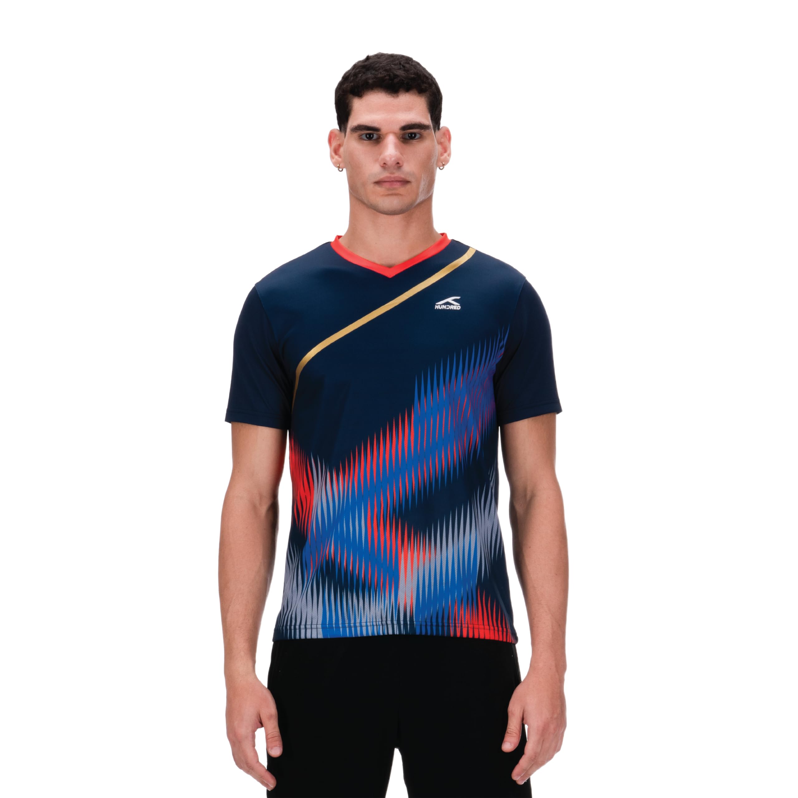 hundred HNDRD V-Neck Unisex BLADEFIRE T-Shirt |Moisture Transfer | Rapid-Dry | Temperature Control | Air-Dry Tech |Badminton | Football |Pickleball | Running |All Sports and Fitness-picture-32