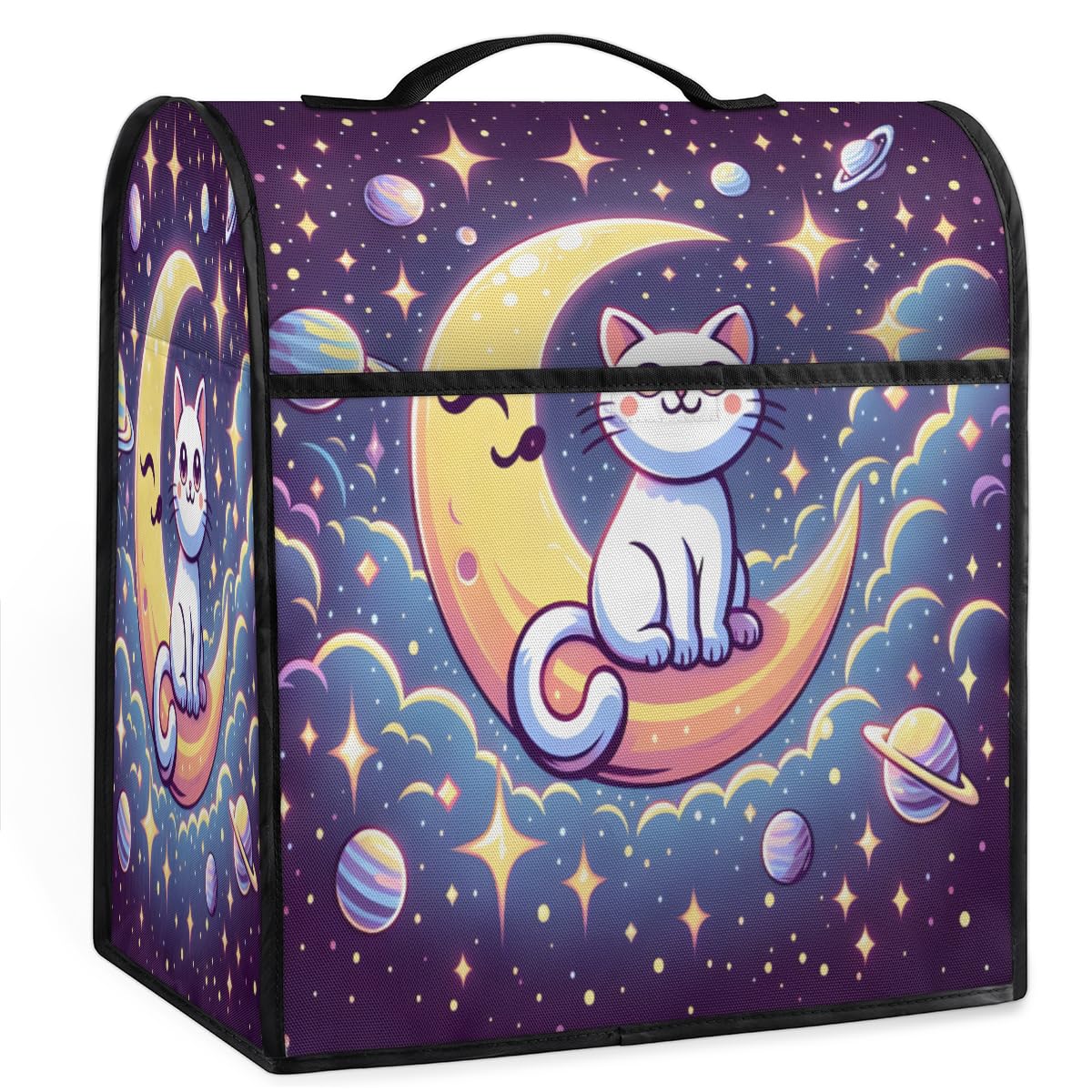 Coffee Maker Cover Cute Moon Cat Galaxy Kitchen Appliance Covers Small Appliance Covers Blender Cover Juicer Cover Dust Covers for Kitchen Appliances with Top Handle and Pockets,Washable,C685