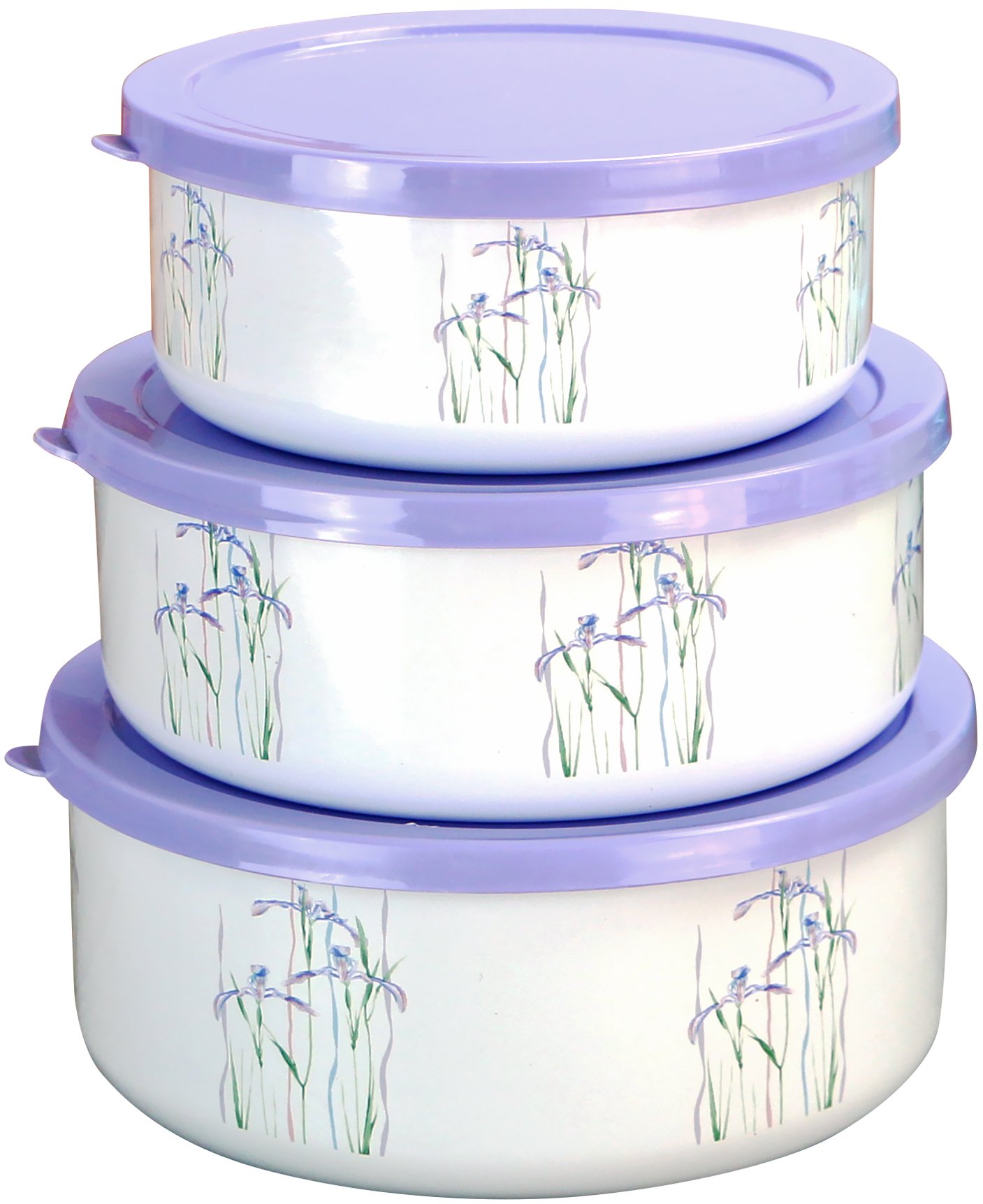 Corelle Coordinates by Reston Lloyd 6-Piece Enamel on Steel Bowl/Storage Set, Shadow Iris,White