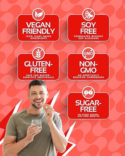 Miniatura 5 de Suplemento de energía y enfoque cafeína L-teanina, vitamina B12, Rhodiola + BioPerine para absorción, sin choques, pastillas de cafeína de 100 mg