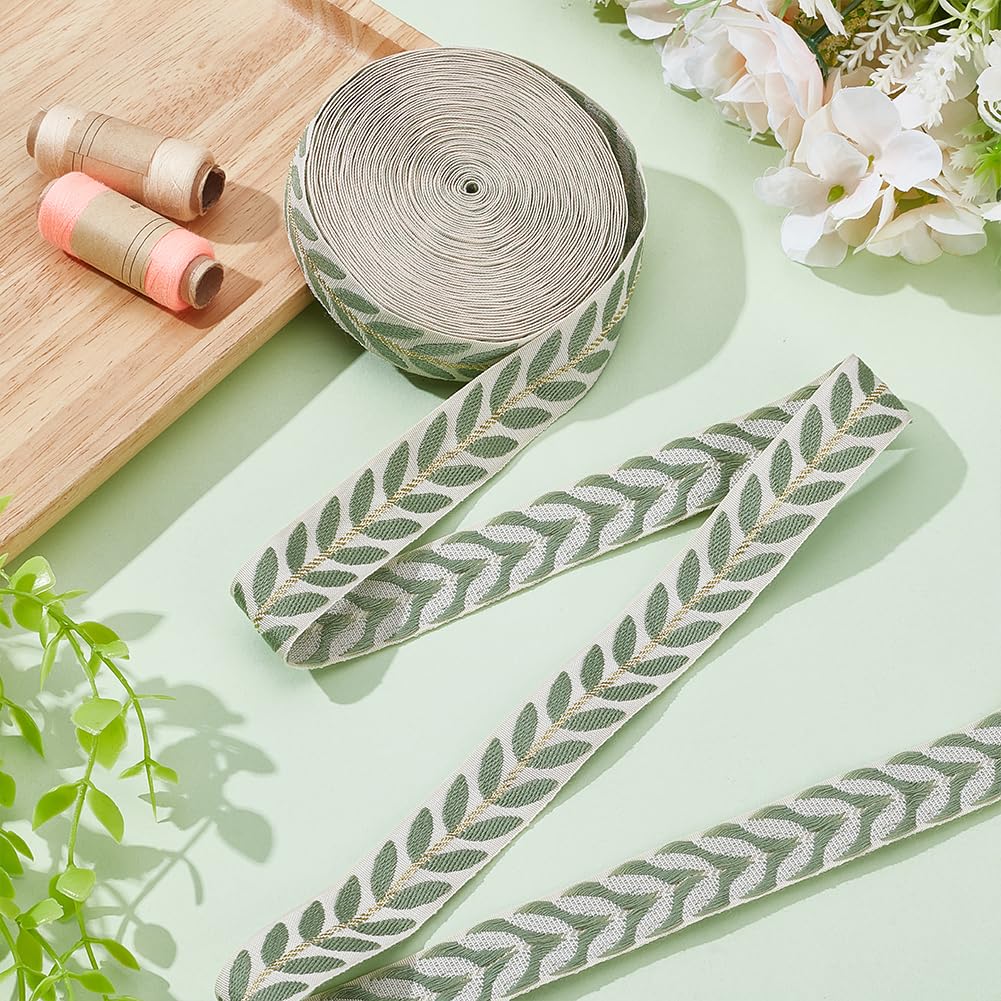 INFUNLY Leaf Pattern Jacquard Trim for DIY 10Yards(L)×0.89"(W) Leaf Jacquard Ribbon Polyester Jacquard Webbing Leaf Woven Embroidery Trim for Handmade Bag Belts Sewing Clothing Gift Wrapping - Image 4