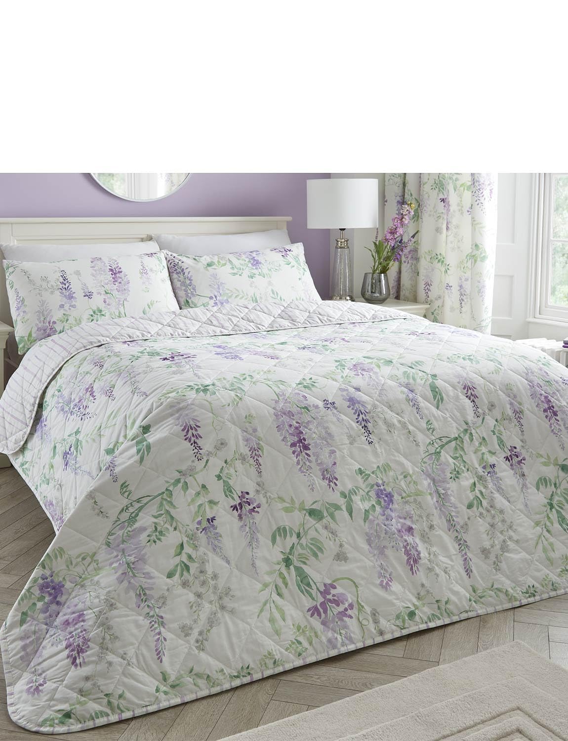 Dreams & DrapesWisteria Quilted Bedspread Lilac Double/Kingsize