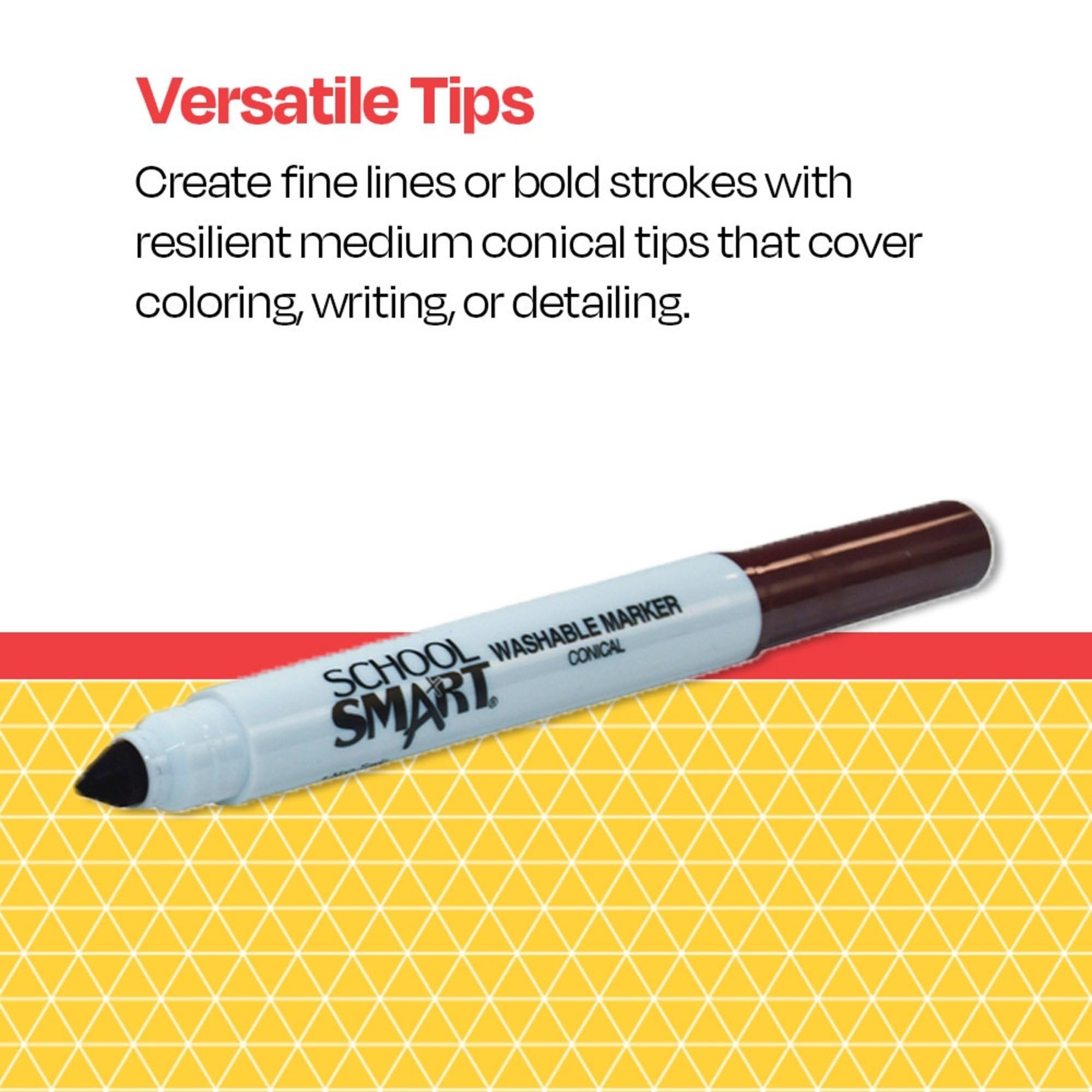School Smart Washable Art Markers, Conical Tip, Brown, Pack of 12 - Image 5