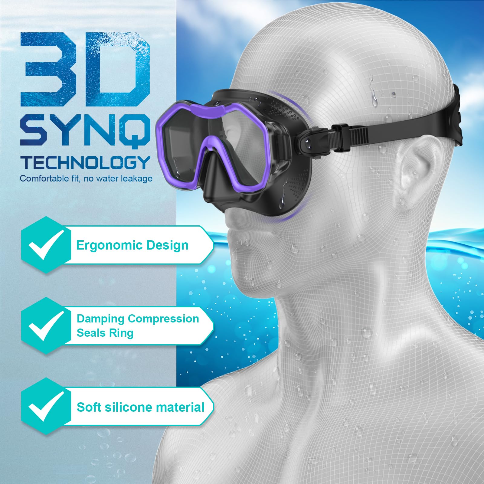 iParaAiluRy Maschera Snorkeling Maschera Subacquea Adulti con Maschera Antiappannamento e Snorkel, Maschera e Boccaglio Snorkeling per Snorkeling Nuoto e Immersioni