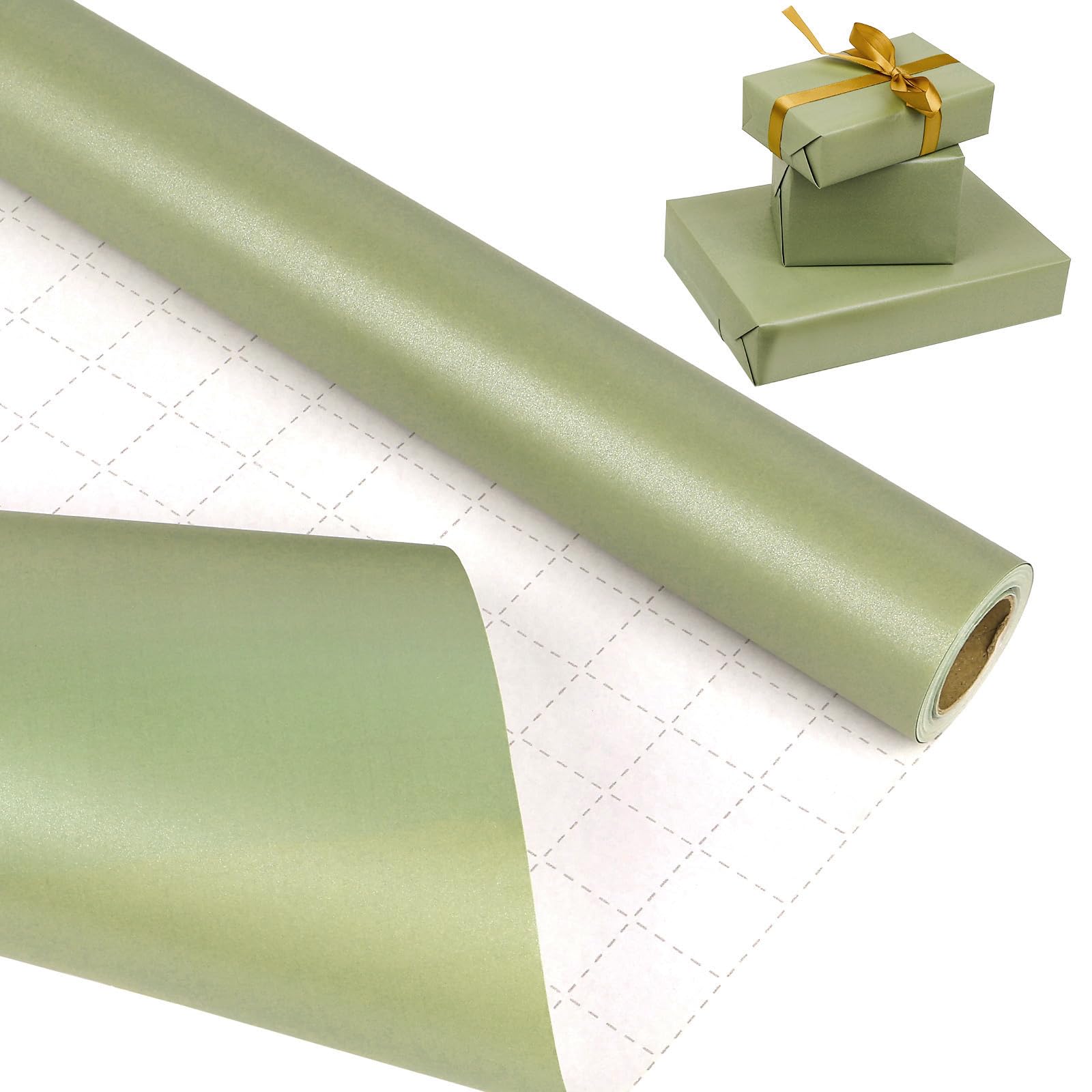 Green Wrapping Paper Roll,43cm*10m Pearly Lustre Solid Color Matte Wrapping Paper,Pearlescent Kraft Gift Wrap Paper for Birthday,Party,Wedding, Christmas,Festive Decorations,DIY Crafts — image 1