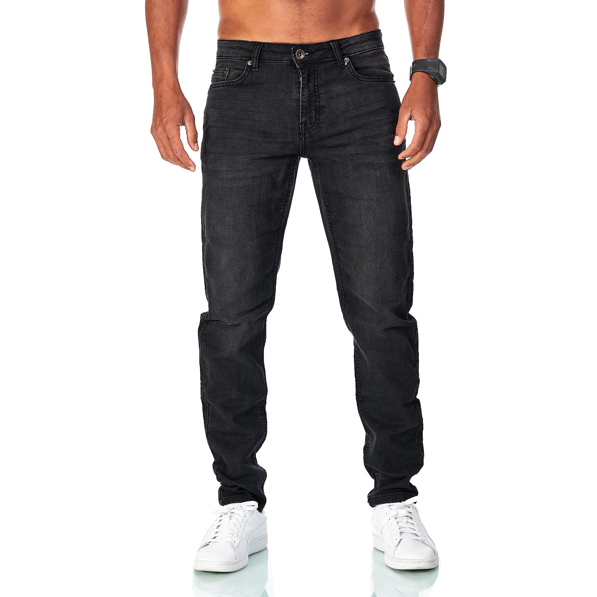 JEEL Herren Sweat-Jeans - Regular-Fit Straight-Cut - Stretch Washed Denim-Look - Jeans-Hose