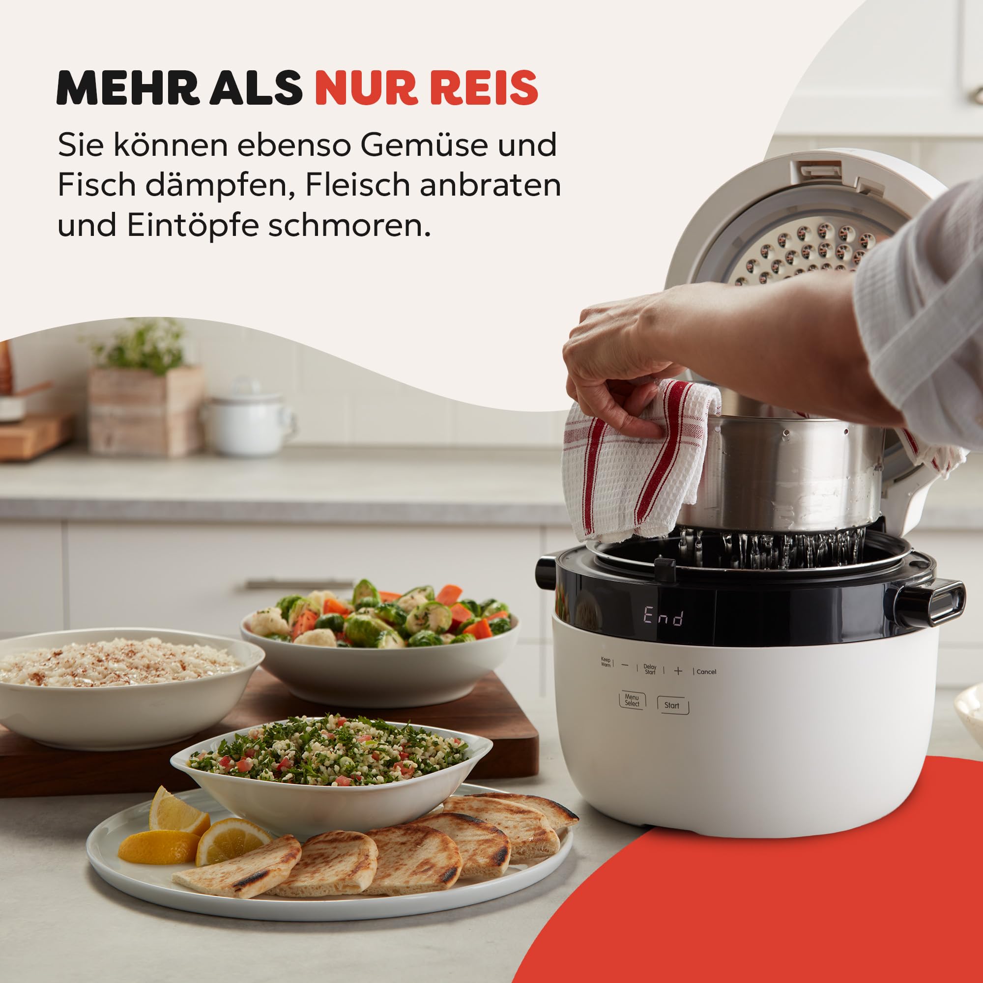 Instant Pot Reiskocher & Dampfgarer, 2,8 L (12 Tassen) – Antihaft-Kochtopf, spülmaschinenfest, Dämpfeinsatz aus Edelstahl, Messbecher, Reislöffel – mit Schongarer- und Sauté-Funktion