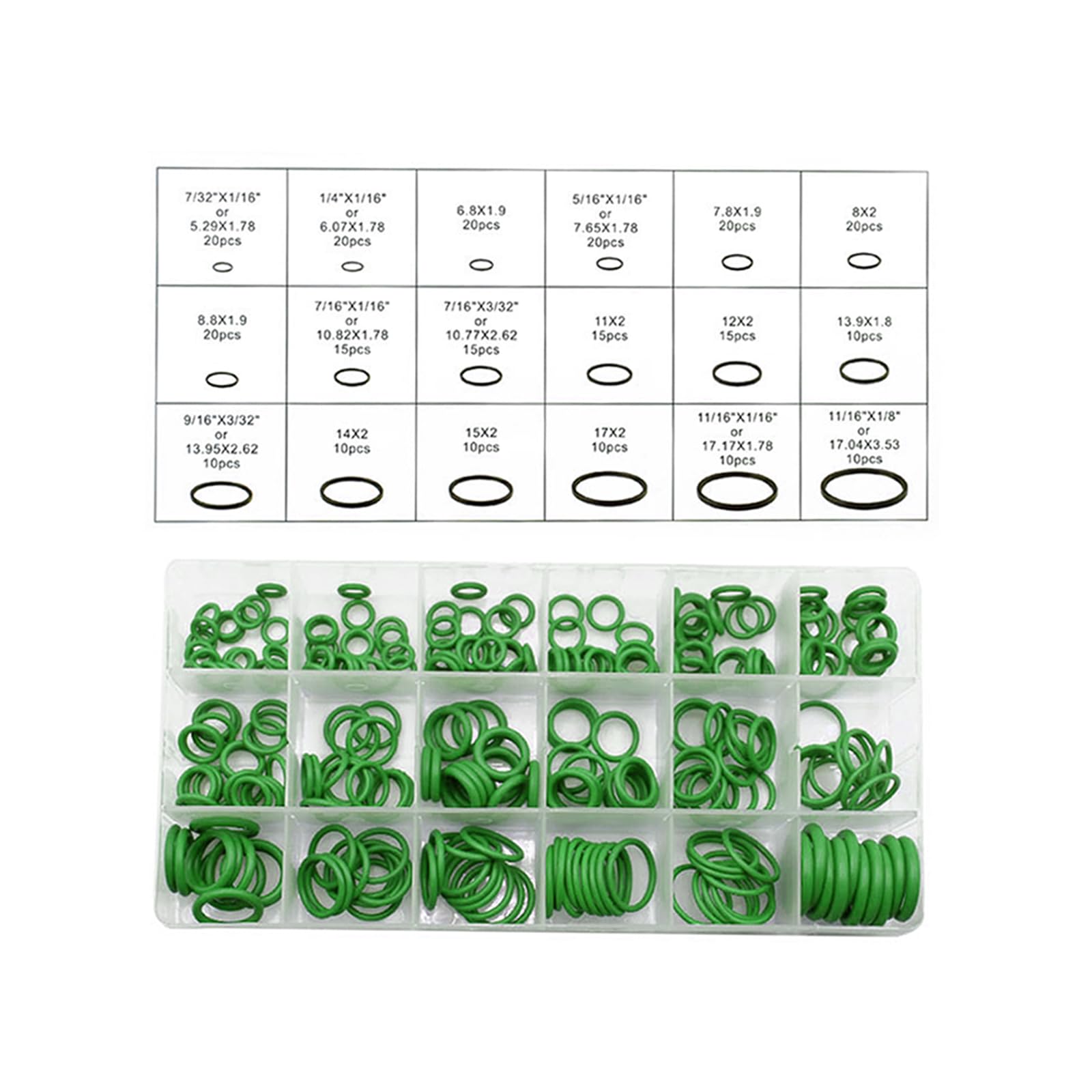 Kit de 270 juntas tóricas de aire acondicionado para automóvil, kit surtido de juntas tóricas de compresor de aire acondicionado, sello universal de reparación de aire acondicionado, universal