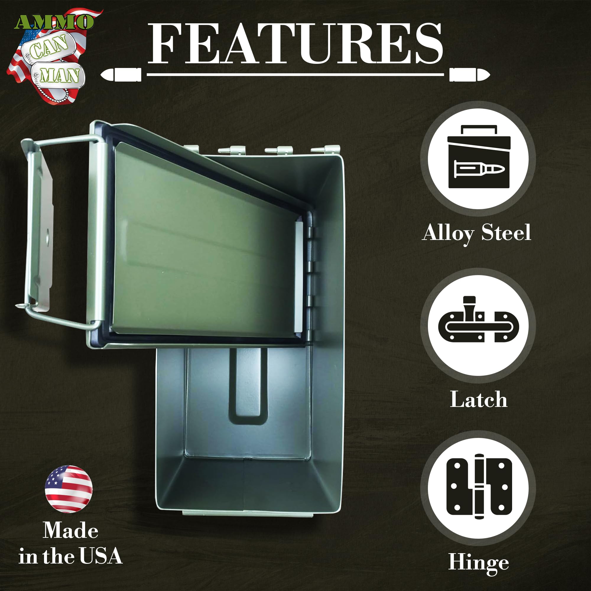 Amazon.com: U.S. Military Issue 50 Cal Ammo Can (M2A1/M2A2), Solid