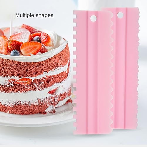 Miniatura 3 de Suave para pasteles paquete de 4 raspadores de pasteles herramientas de borde de mantequilla crema peine de decoración glaseado 8 texturas de diseño