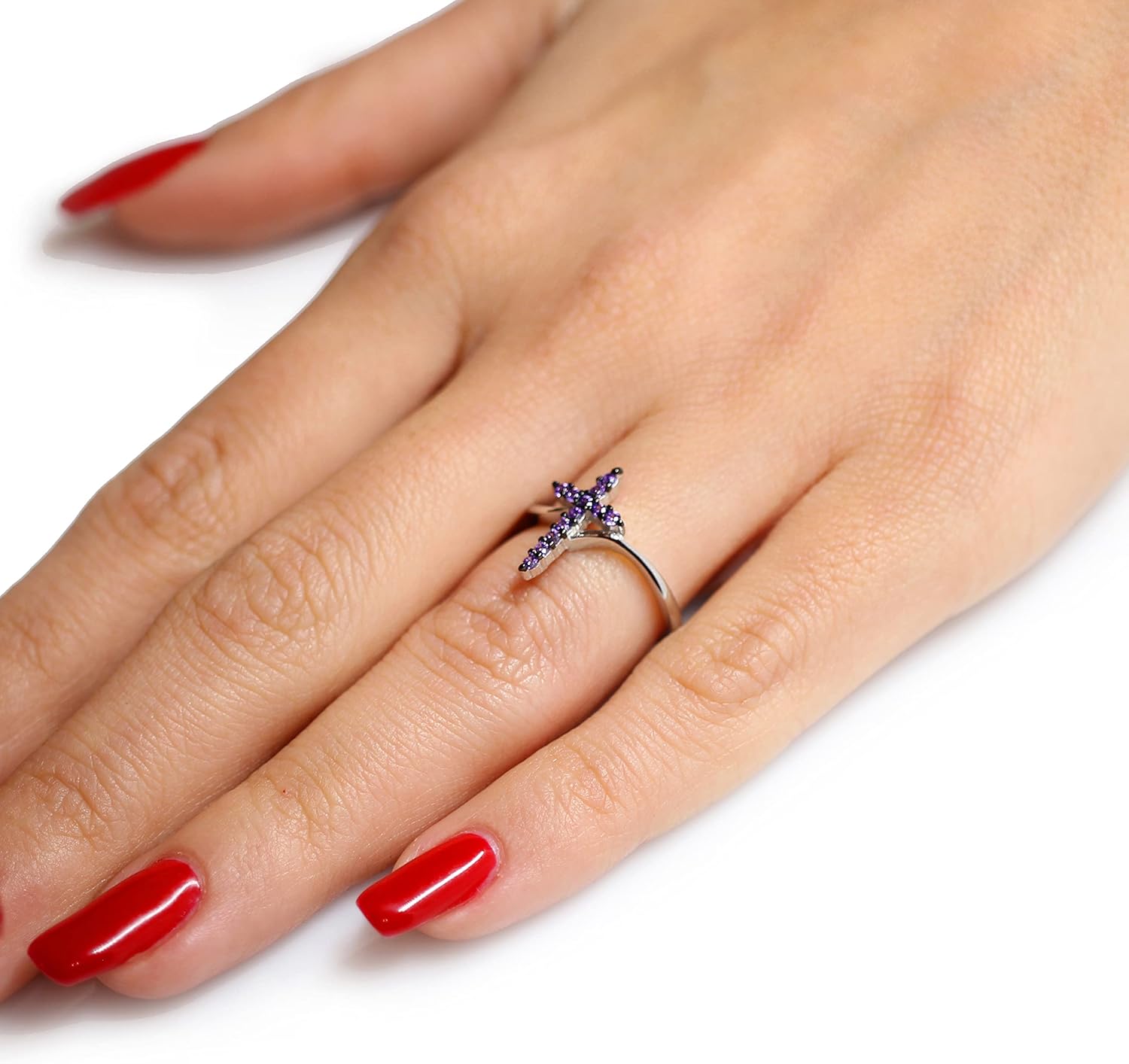 CloseoutWarehouse Clear Cubic Zirconia Christian Cross Ring Sterling Silver (Comes in Colors)