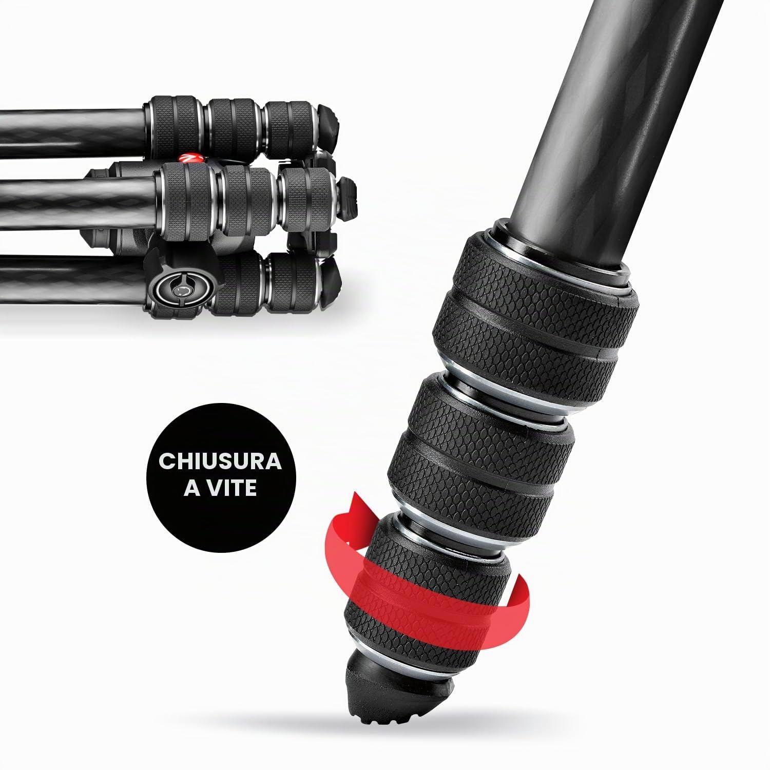Manfrotto Befree - Treppiede da viaggio per fotocamera con testa fluida e chiusura a rotazione, portatile e compatto, treppiede in carbonio per fotocamere DSLR, Reflex, mirrorless, accessori per