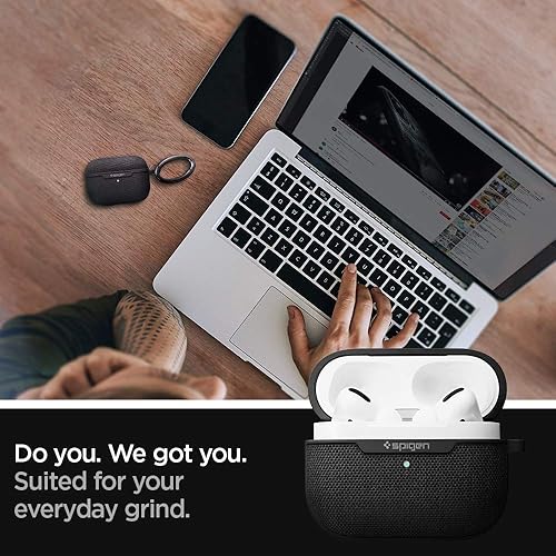 Miniatura 2 de Spigen Urban Fit - Funda para Airpods Pro (2019), funda de tela prémium con mosquetón, color negro