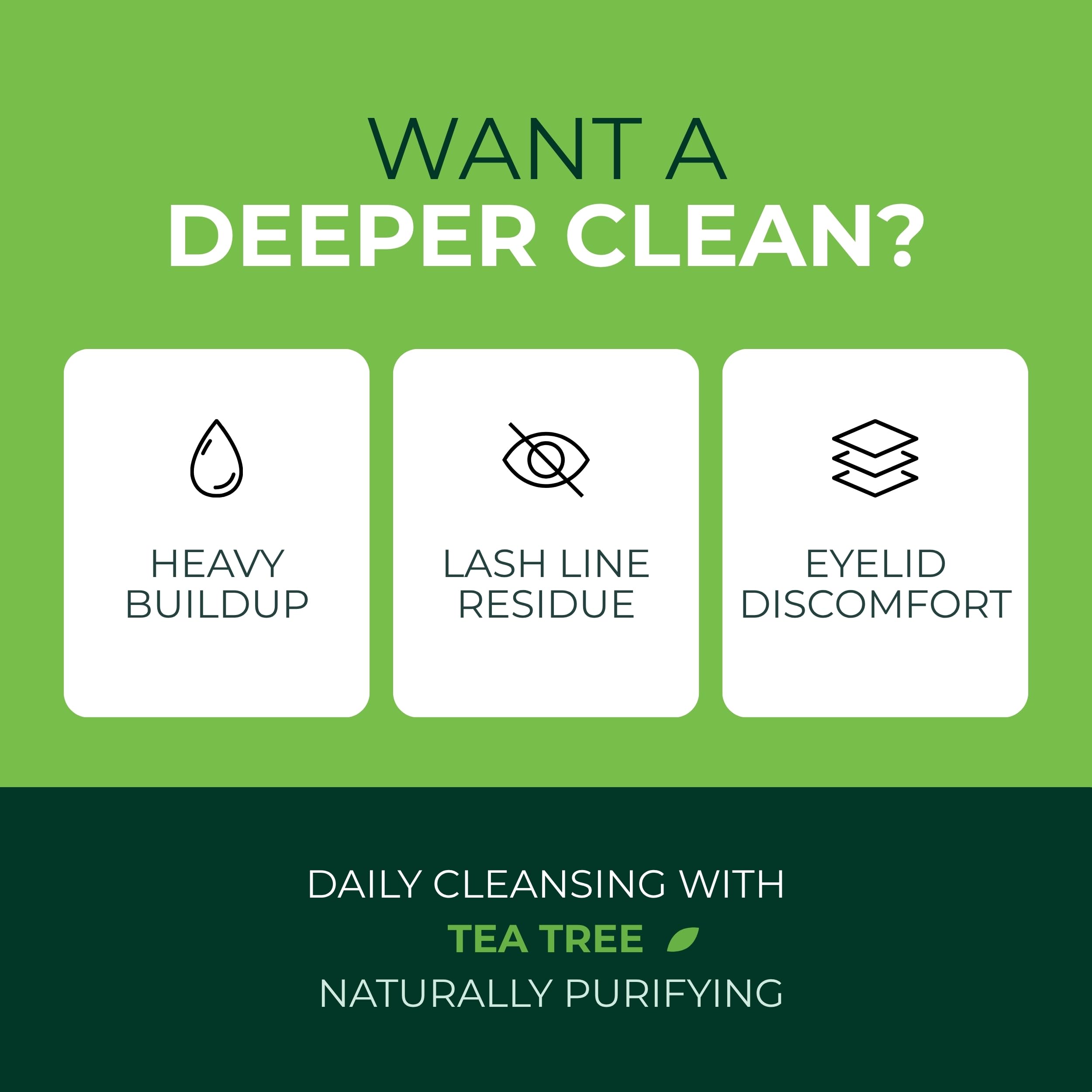 NOVEHA Tea Tree Palpebre Gel Cleanser – Detergente quotidiano a base vegetale con cetriolo, pro-vitamina B5 e acido ialuronico – Detergente rinfrescante per la zona occhi – 50 ml