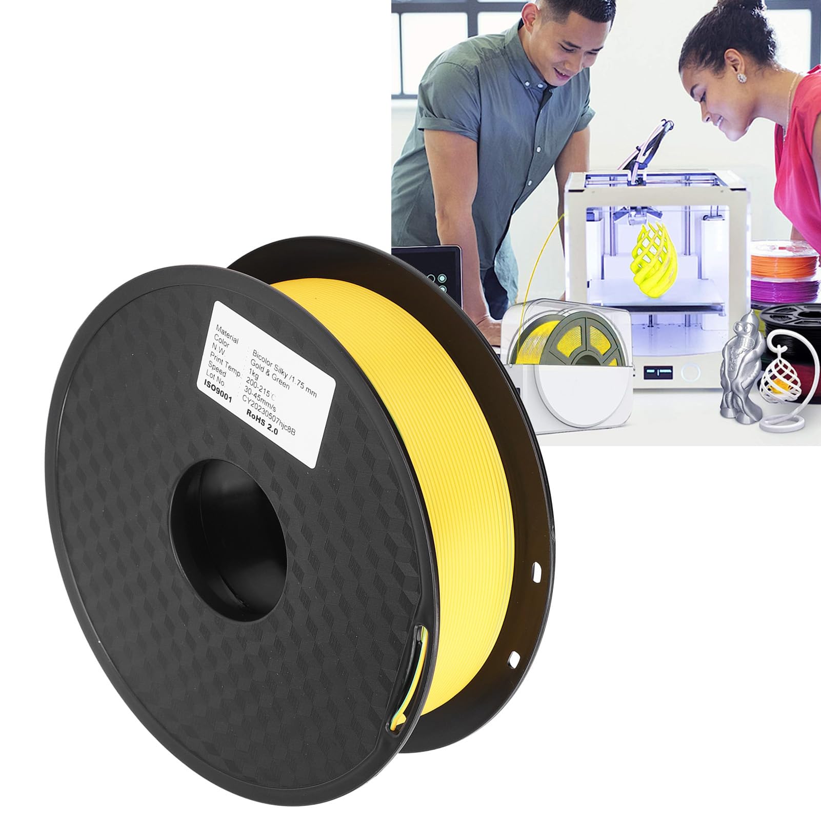 Drukarka 3D Filament PLA Dwukolorowy jedwabisty dichromatyczny Złoty Zielony 1,75 mm do materiałów eksploatacyjnych do druku 3D Materiał przyjazny dla środowiska Stabilny druk
