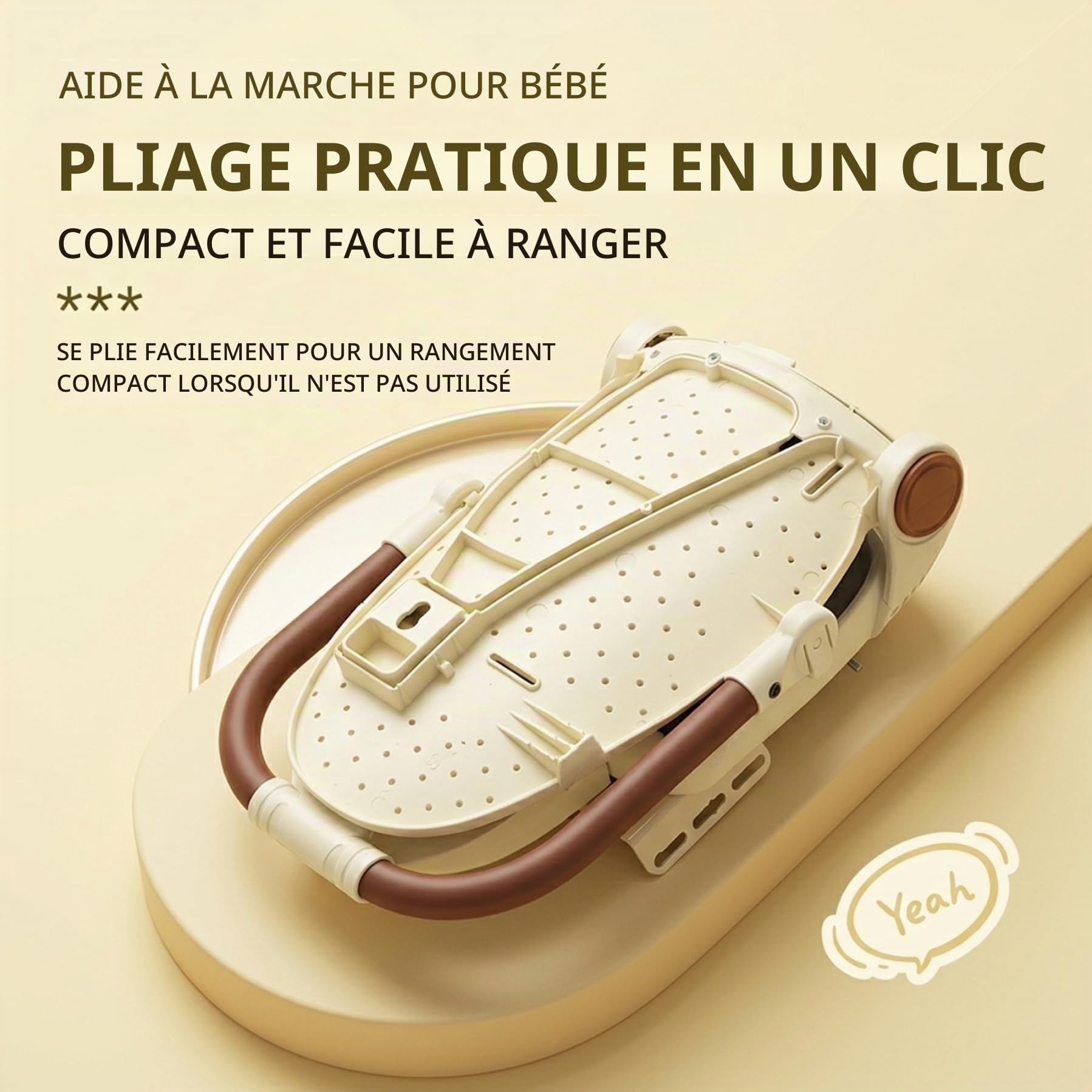 Siège de vélo pour Tout-Petit | Siège de vélo pour Tout-Petit, Enfant arrière sûr et Confortable avec Inclinaison réglable, Conception Pliable pour Un Rangement Facile, Beige