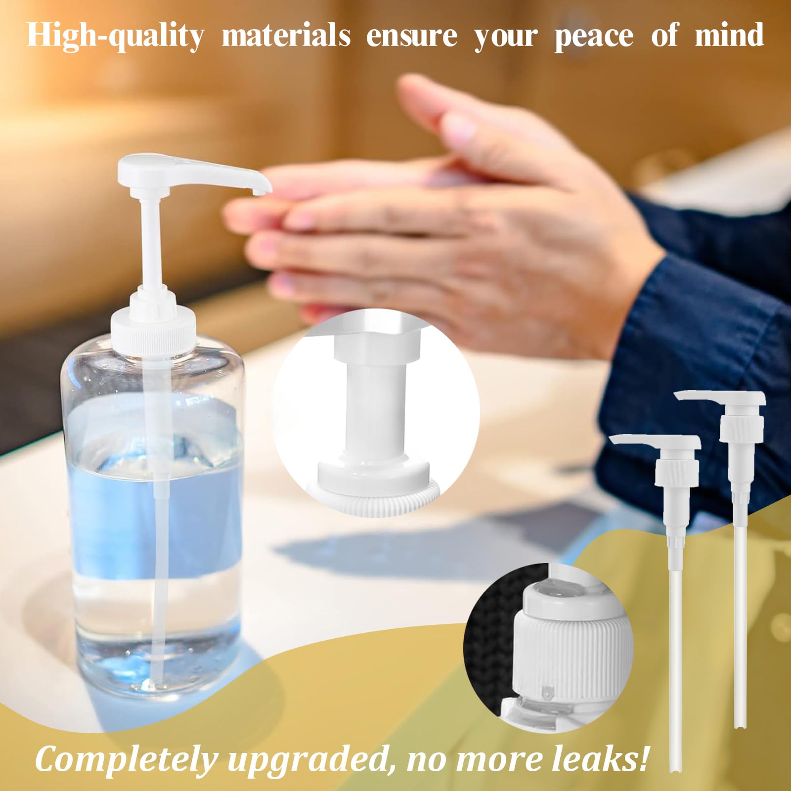 6 Pezzi Plastica Pompa Sciroppo Pompa di Ricambio con 6 Tubi, Riutilizzabili Pompa Dosatrice, 28/410, 33/410 Pompe di Plastica Testa Della Pompa, per Shampoo Concentrati Bevande