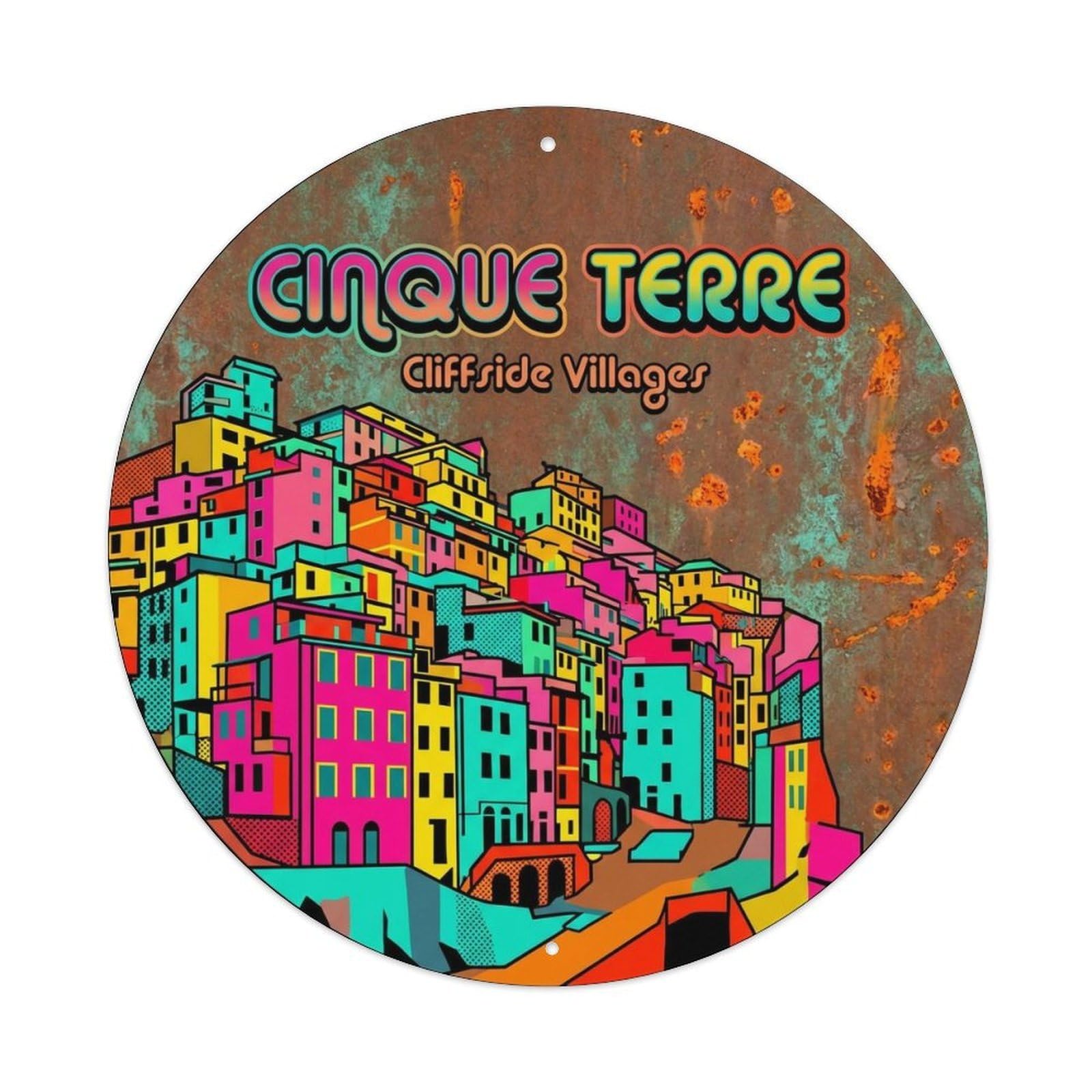 Vintage Travel Cinque Terre Italy Heirloom Metal Tin Sign