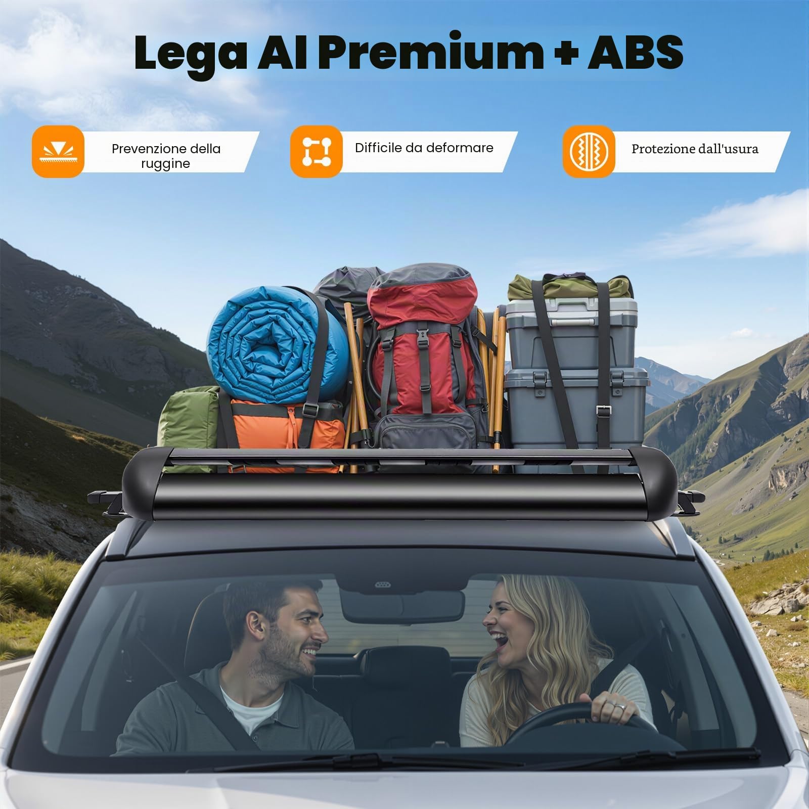 Portapacchi per Tetto in Alluminio, Universale 127cm, Baule da Viaggio per Auto