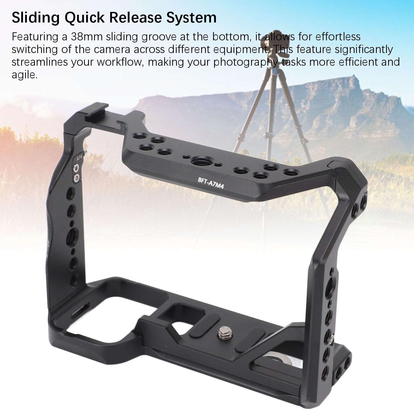 J-ouuoCamera Video Rig Posicionamiento Preciso Proceso de Anodizado Aleación de Aluminio de Alta Resistencia Marco Protector de Cámara Rig para A7M4 A7R4 A7R4A A1 A7S3 A9II