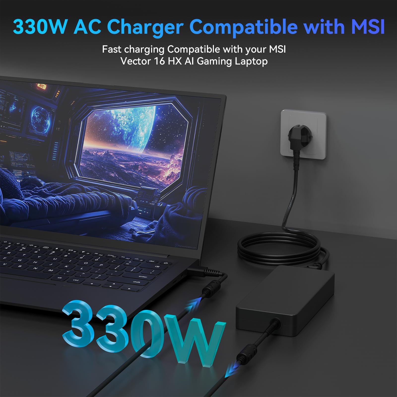 330 W USB ładowarka kabel do ładowania do MSI Raider GE78 GE77 GE76 GE67GE68 MSI Vector GP76 GP66 GP68 GP78 Titan GT77 MS-1545 MS-17K5 MS-17Q1 MS-17S1 A20-330P1 A ADP-333 0 GB adapter zasilacz
