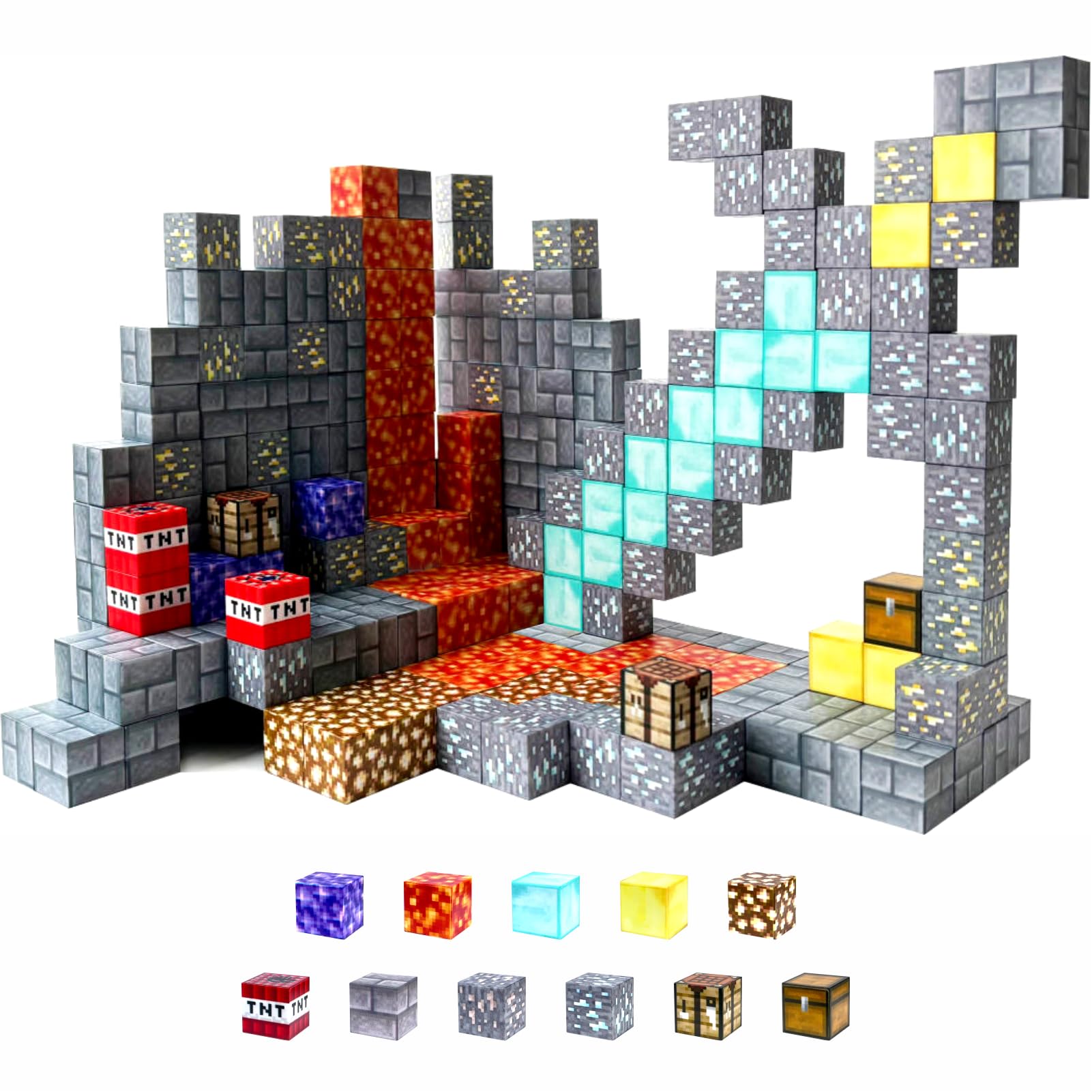 3D Magnetic Building Blocks - Build Mine Magnets World Edition, Magnetic Toy