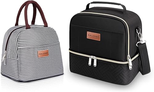 BALORAY Bolsa de almuerzo para mujeres y hombres, lonchera de doble cubierta aislada para adultos, trabajo, oficina, picnic, bolsa enfriadora a