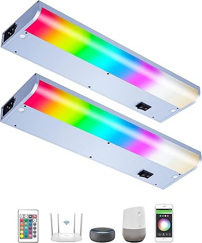 Luces LED para debajo del gabinete cableadas, iluminación inteligente para debajo del gabinete habilitada para Alexa Google. Enchufe y cable