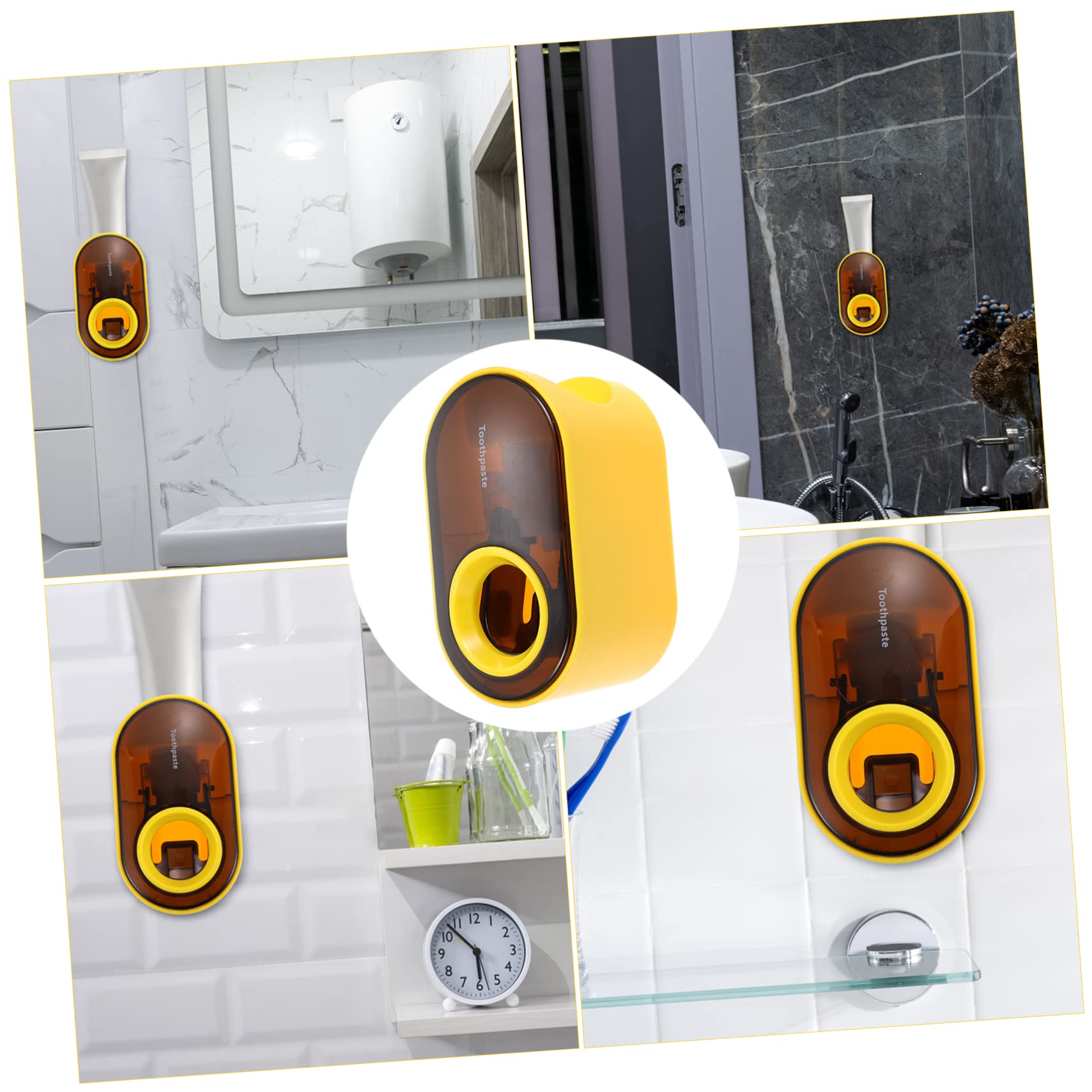 RORPOIR Bathroom Toothpaste Dispenser Stand Punch- Holder Removable Squeezer for Wall to Clean Random