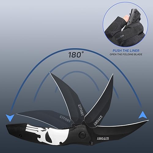 Miniatura 3 de Kitory Cuchillo de bolsillo, cuchillo plegable EDC al aire libre, multiuso de acero inoxidable 8Cr15MoV, hoja de pico de halcón negro, estilo