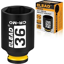 1/2" Drive Deep Impact Socket, 36mm Metric 6 Point 1/2" Drive Impact Axle Nut Socket, CR-MO Nut Socket Set, Oil Filter Socket, Axle Shaft Nut Removal Tool