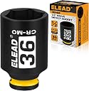 ELEAD 36mm Socket 1/2" Drive Deep Impact Socket, Metric 6 Point 1/2-inch Drive Impact Axle Nut Sockets, CR-MO Nut Socket Set, Oil Filter Sockets, Tools for Easy Removal of Axle Shaft Nuts