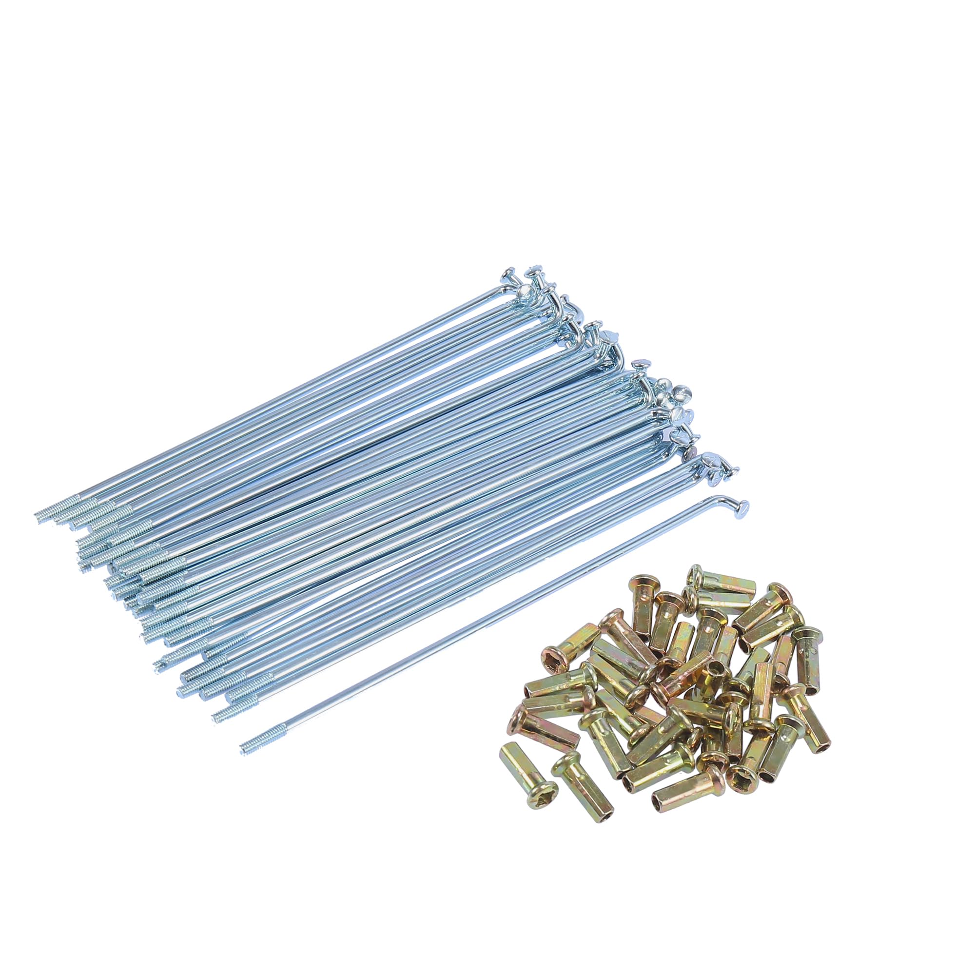 Motoforti Universal Motorcycle Wheel Spokes, Metal, Silver Tone, 36 Pc