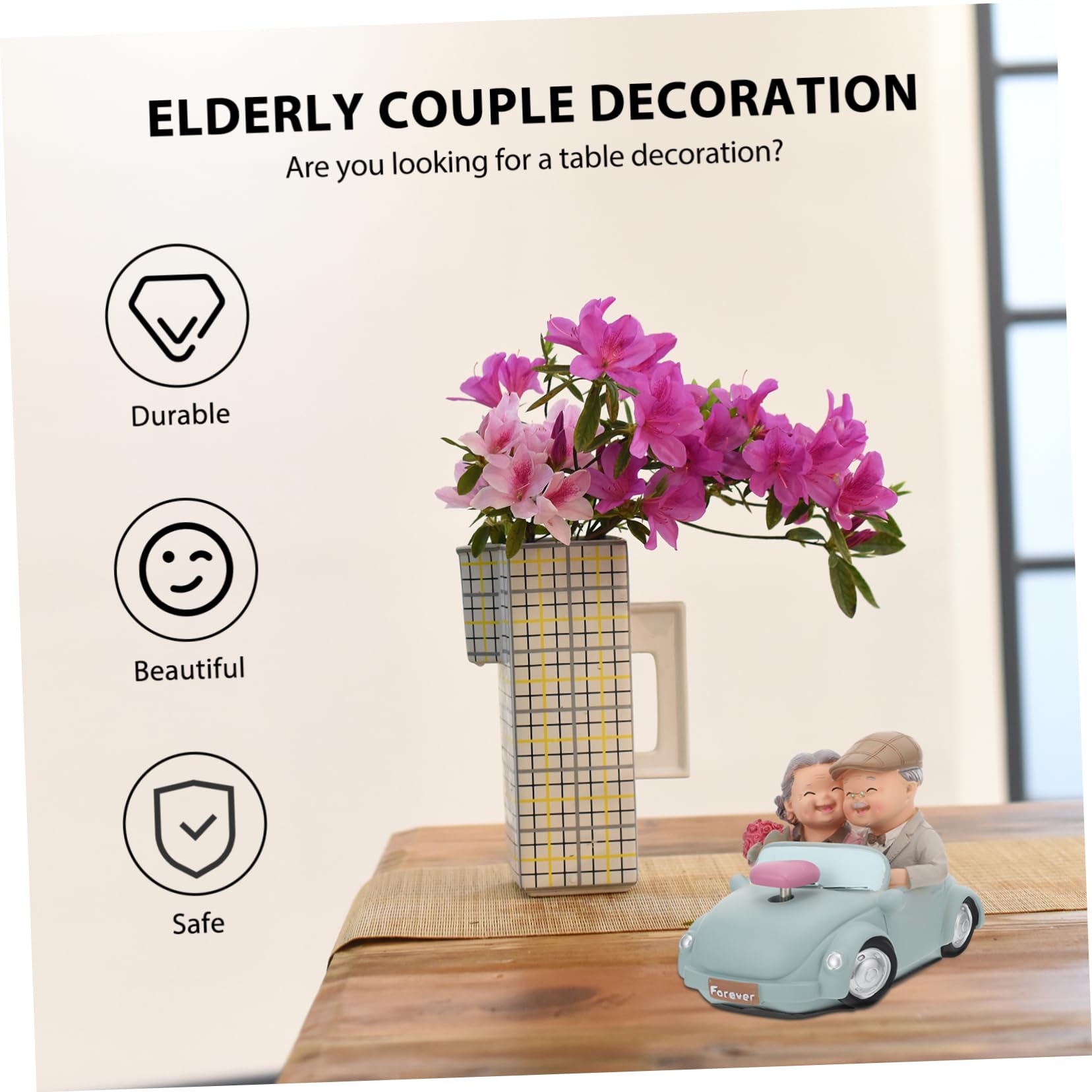 ULTECHNOVO Hochzeit Cake Topper Älteres Figur Kunstharz Ornament Valentinstag Dekoration Geschenk Für Ehemann Ehefrau Zuhause