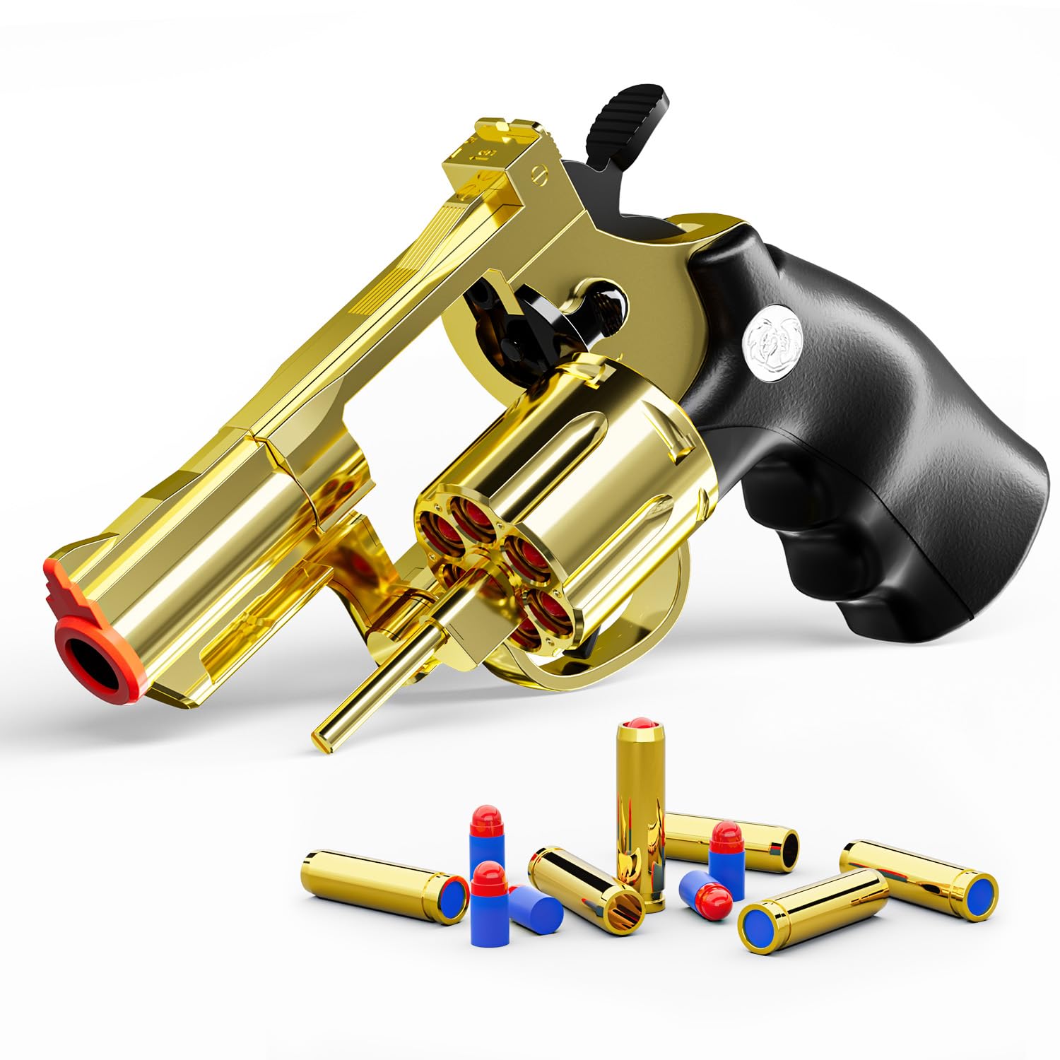 Toy Gun，Soft Bullet Revolver, Game Slingshot Toy Gun, Foam Blaster with Sponge Bullets, for Children Ages 8 and up (Golden)