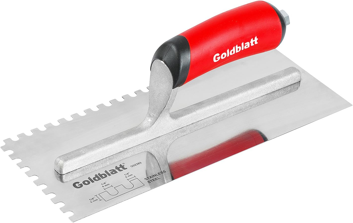 Goldblatt Tool Company G02383 1/4-Inch x 1/4-Inch x 1/4-Inch U Notch Stainless Steel Trowel