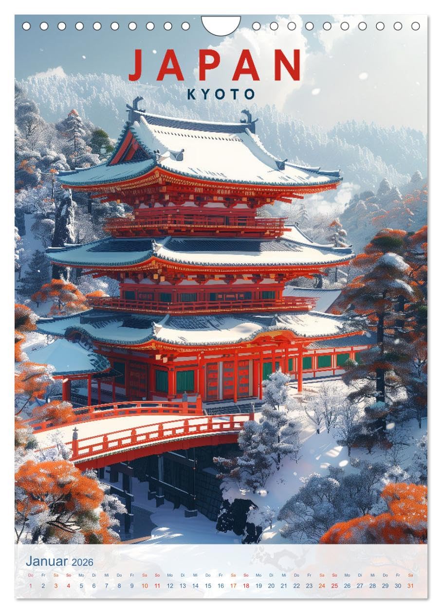 Japan - Old School Poster Style (Wandkalender 2026 DIN A4 hoch), CALVENDO Monatskalender: Eine Sammlung von Poster über Japan in Old School Style (CALVENDO Orte)