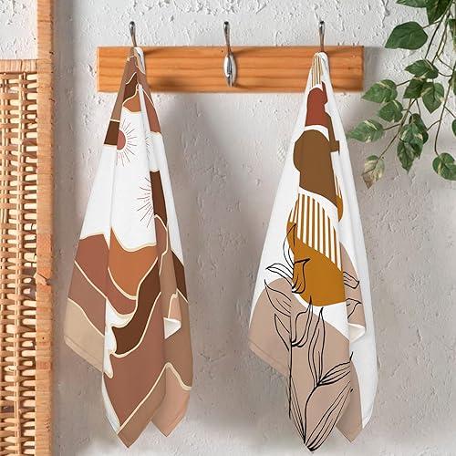 Miniatura 5 de Lebsitey Toallas de cocina modernas de mediados de siglo, 2 toallas de cocina absorbentes de diamante para cocinar, hornear, decoración del hogar,