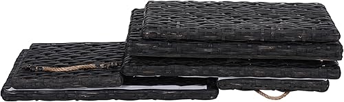 Miniatura 4 de happimess HPM9003D Jacob - Maletero de almacenamiento de mimbre tejido a mano de 31.5 pulgadas, negro envejecido, plegable para almacenamiento