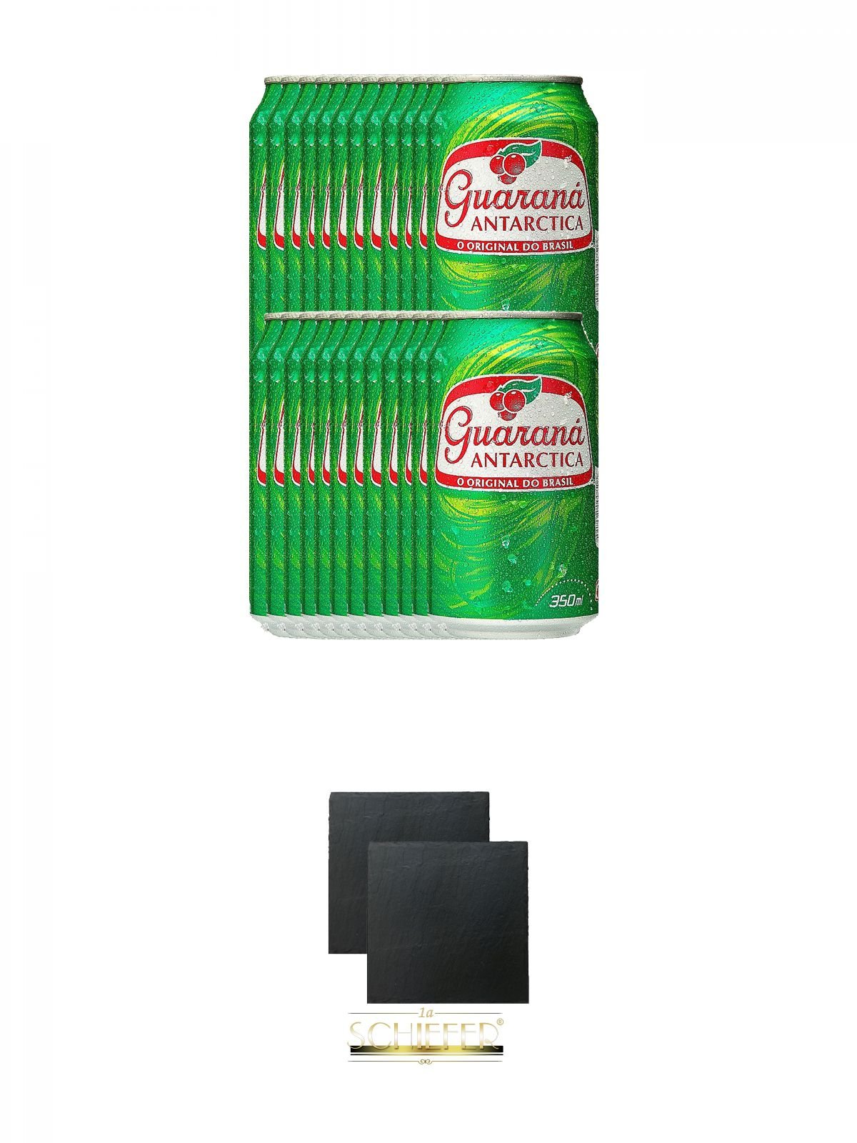 Guarana Antarctica in Dose 24 x 0,33 Liter + Schiefer Glasuntersetzer eckig ca. 9,5 cm Ø 2 Stück