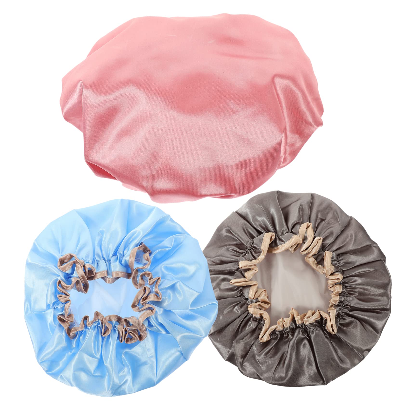 FRCOLOR 12pièces Bonnet De Réutilisables Imperméables Peva Lot De Bonnet De Bain Double Pour Adultes Et Rose Bleu Gris