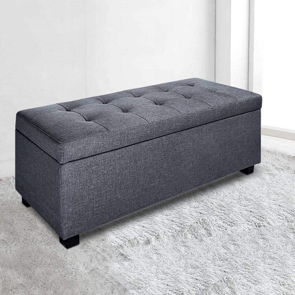 Fabric Storage Ottoman Bench Grey, 97(L) x 41.5(W) x 37(H)