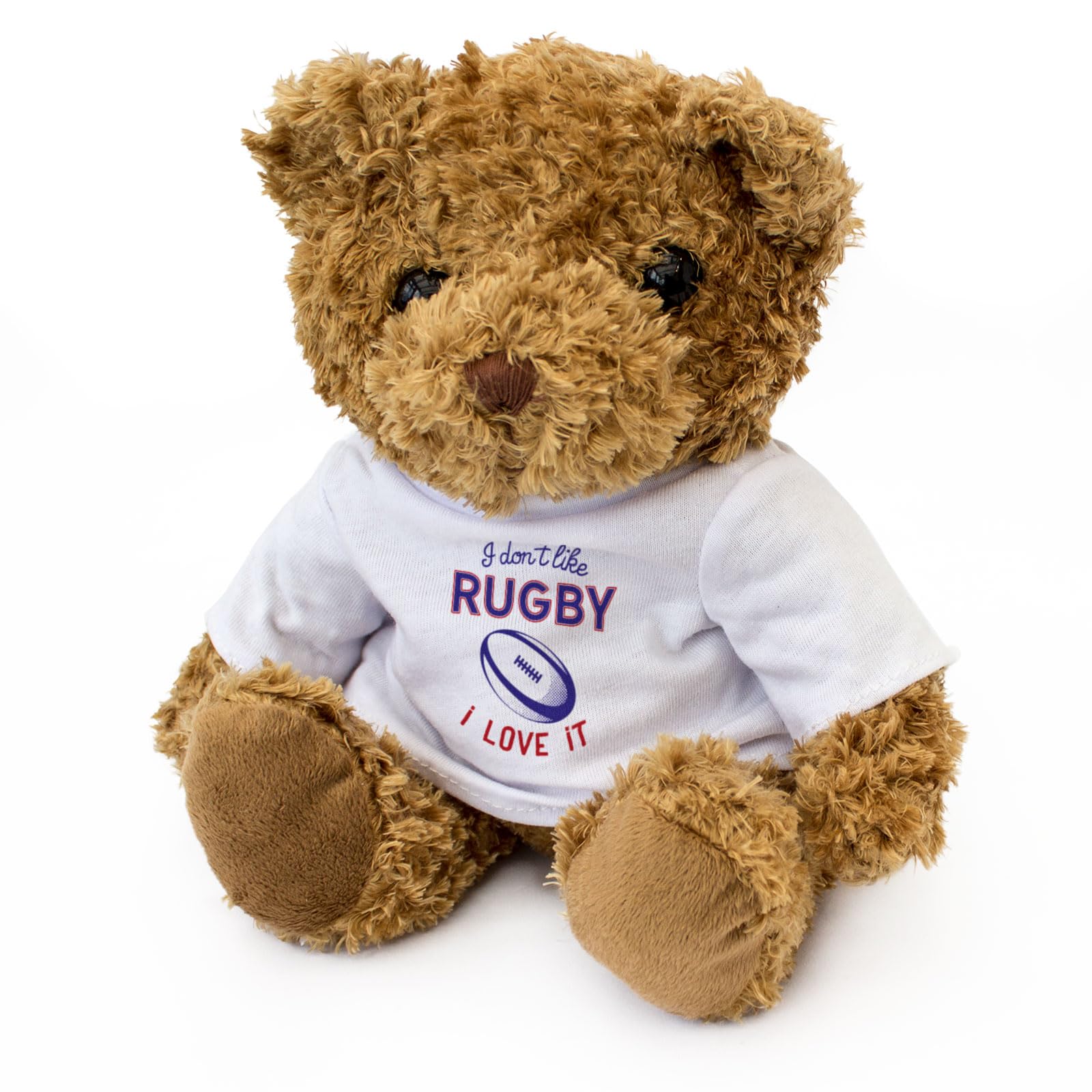 Big Red Egg I DON'T LIKE RUGBY I LOVE IT - Teddy Bear - Cute Soft Cuddly Adorable - Gift Present