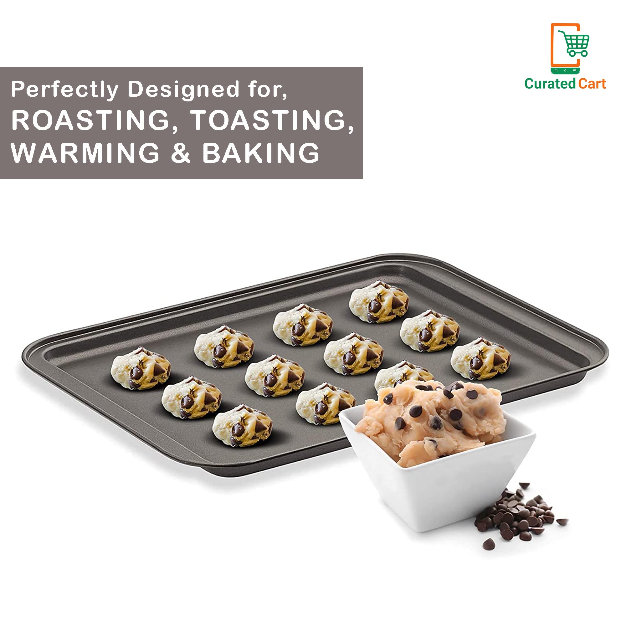 PureBake Baking Tray for Microwave Oven, Nonstick Baking Sheet Pans, Non-Toxic and Rimmed Carbon Steel Cookie Sheet Tray, Warp and Rust Resistant, Heavy Gauge Steel Oven Baking Sheets 2