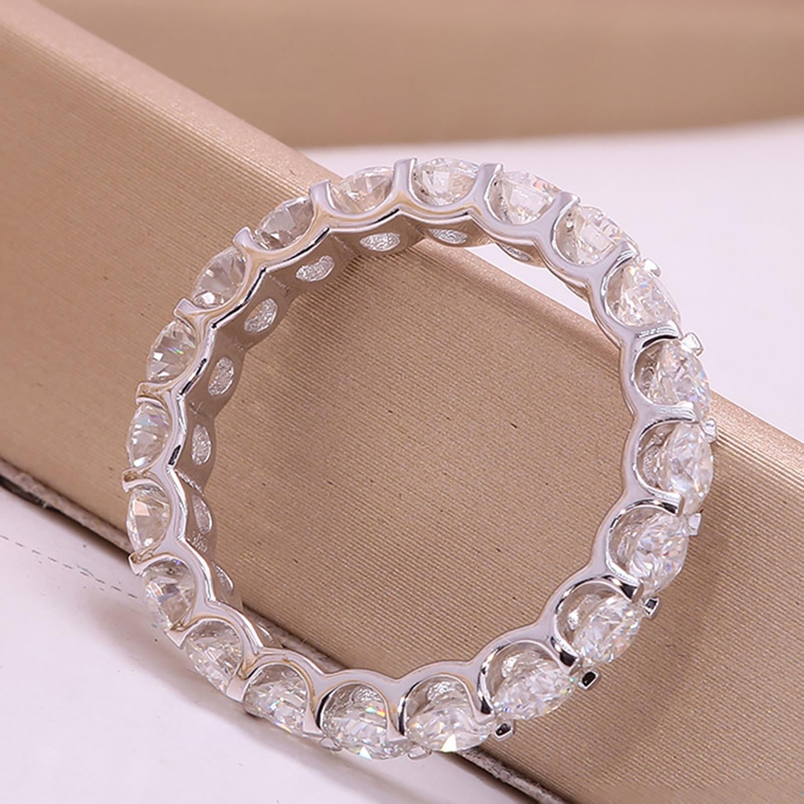 Anillo de oro de 14 K/18 quilates, anillos de aniversario, anillo de eternidad de oro blanco de 0,1 quilates, diamantes cultivados en laboratorio, anillos de compromiso para mujer